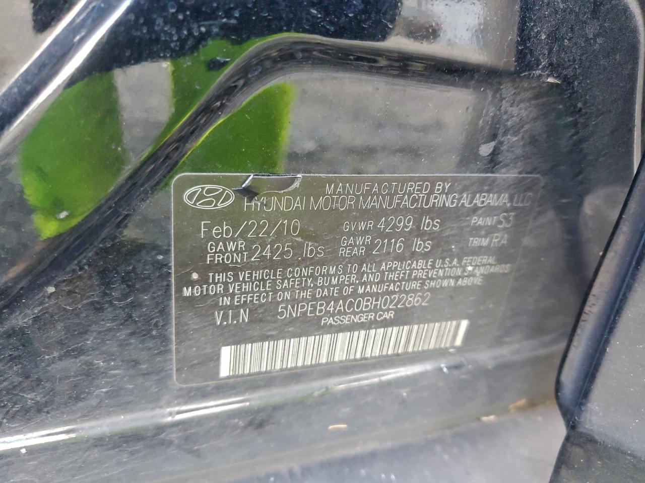 2011 HYUNDAI SONATA GLS photo 12