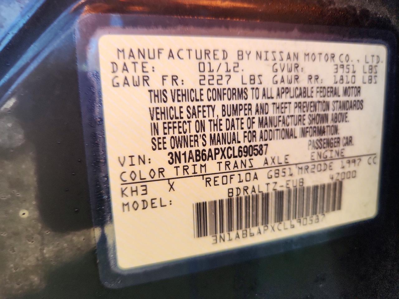 2012 NISSAN SENTRA 2.0 photo 12