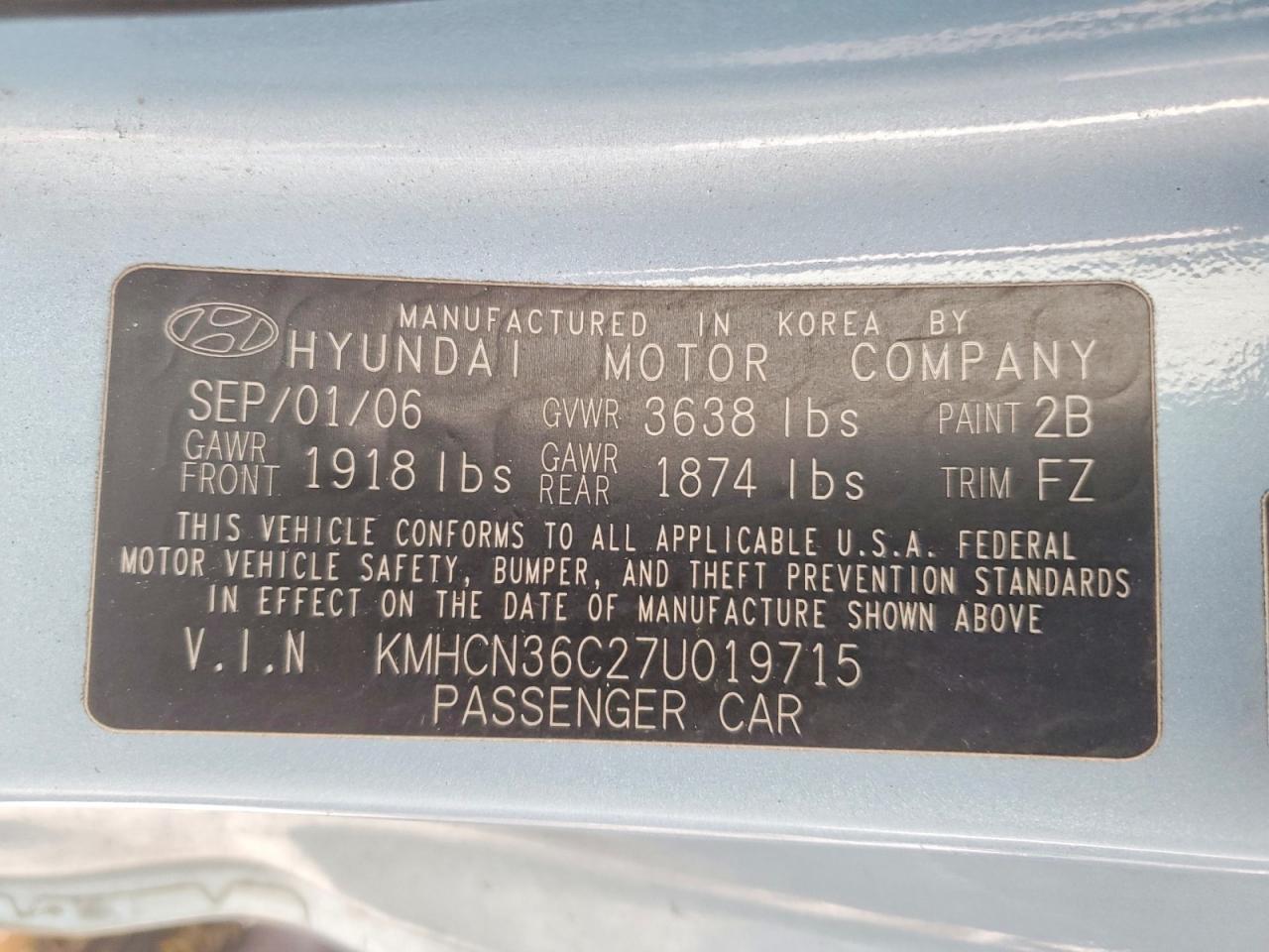2007 HYUNDAI ACCENT SE photo 12