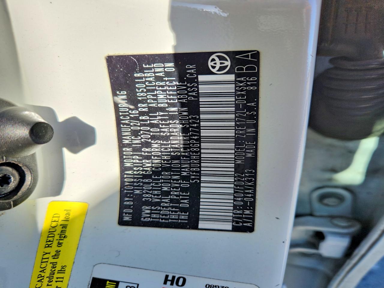 2016 TOYOTA COROLLA photo 23