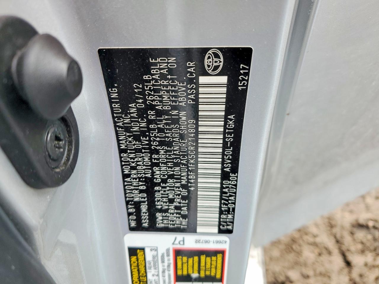 2012 TOYOTA CAMRY BASE photo 12
