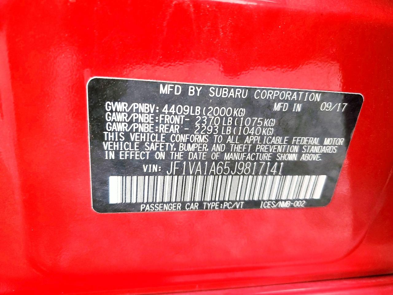 2018 SUBARU WRX photo 12
