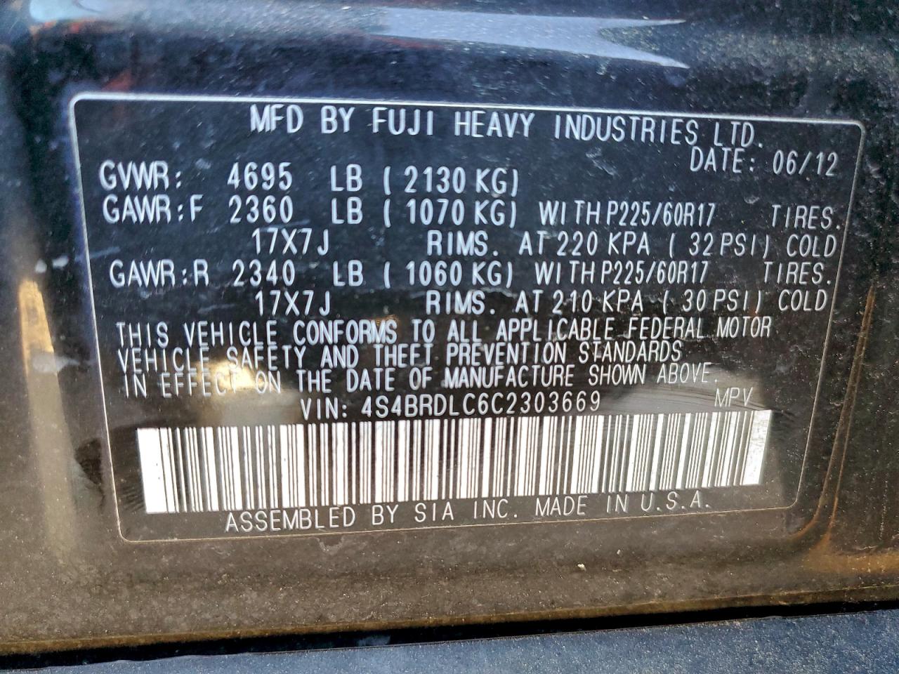2012 SUBARU OUTBACK 3.6R LIMITED photo 13