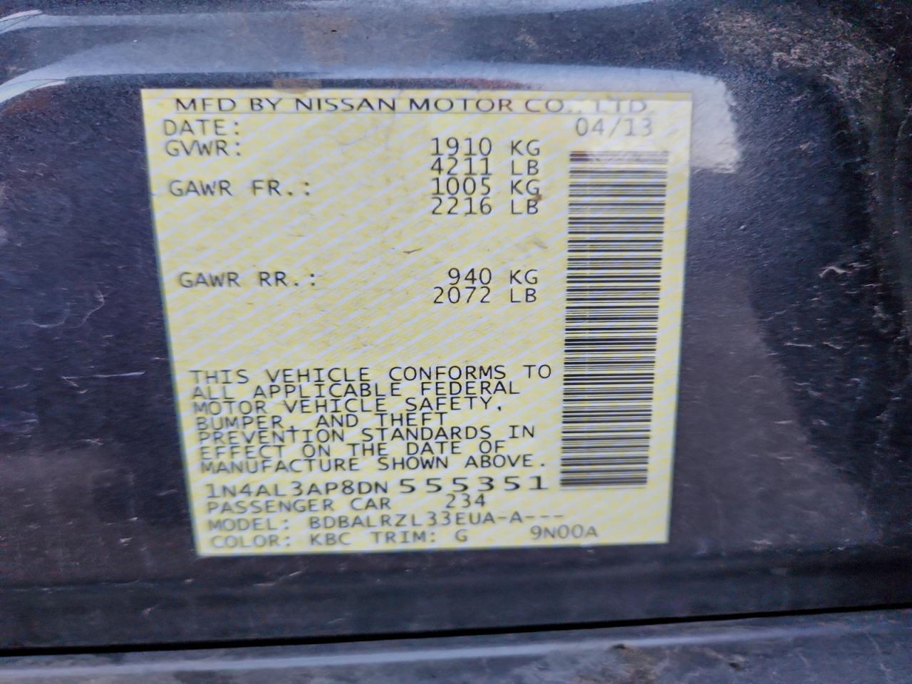 2013 NISSAN ALTIMA 2.5 photo 13