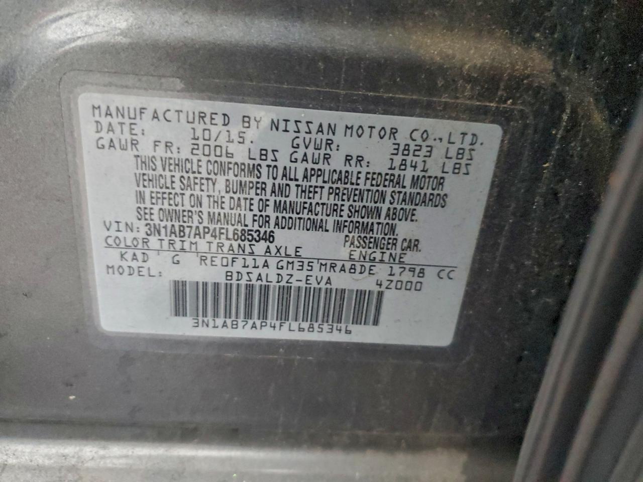 2015 NISSAN SENTRA S photo 12