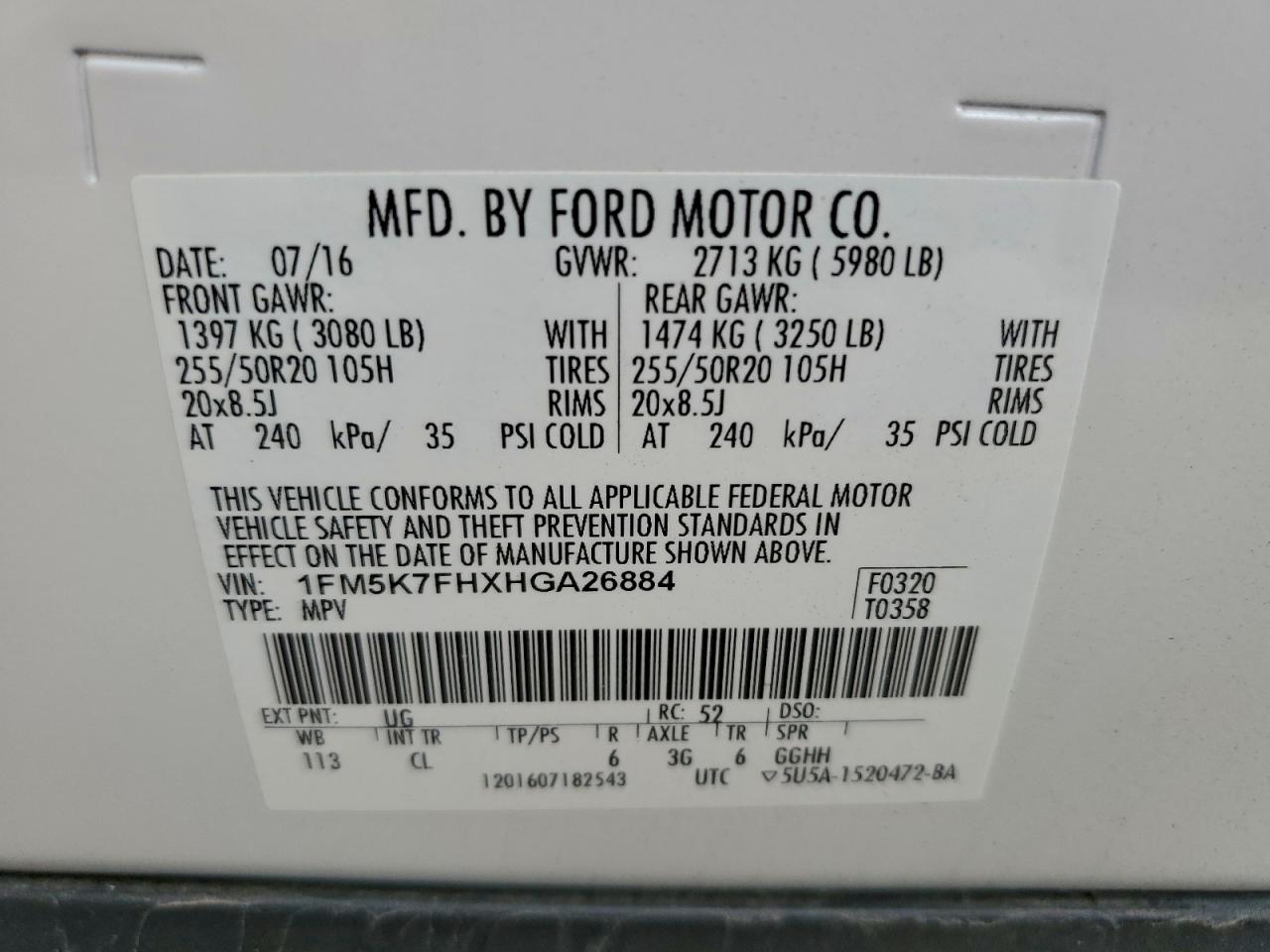 2017 FORD EXPLORER LIMITED photo 13