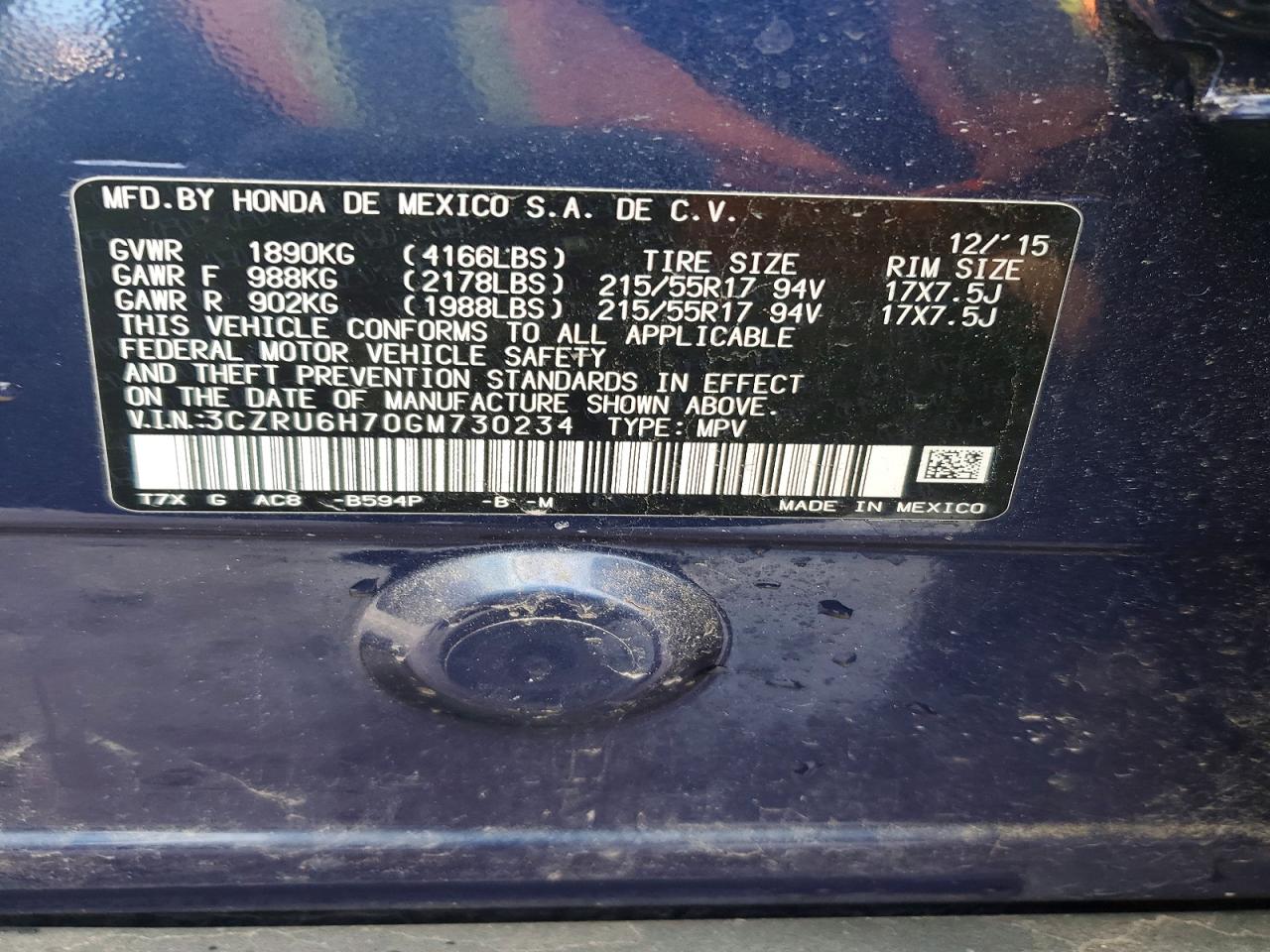 2016 HONDA HR-V EXL photo 14