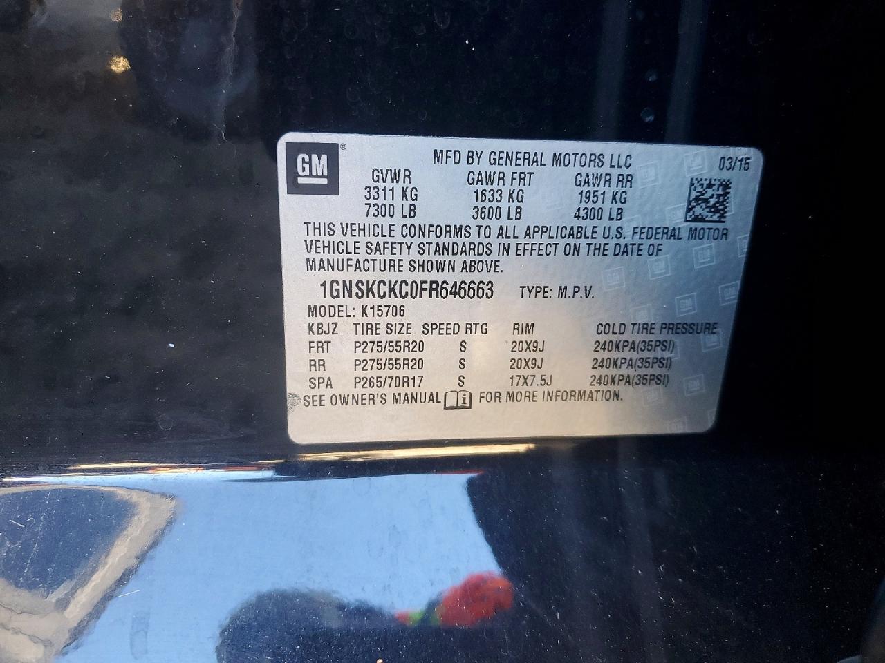 2015 CHEVROLET TAHOE K1500 LTZ photo 27