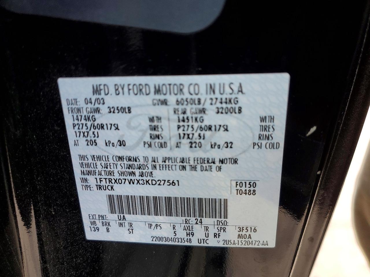 2003 FORD F150 photo 12