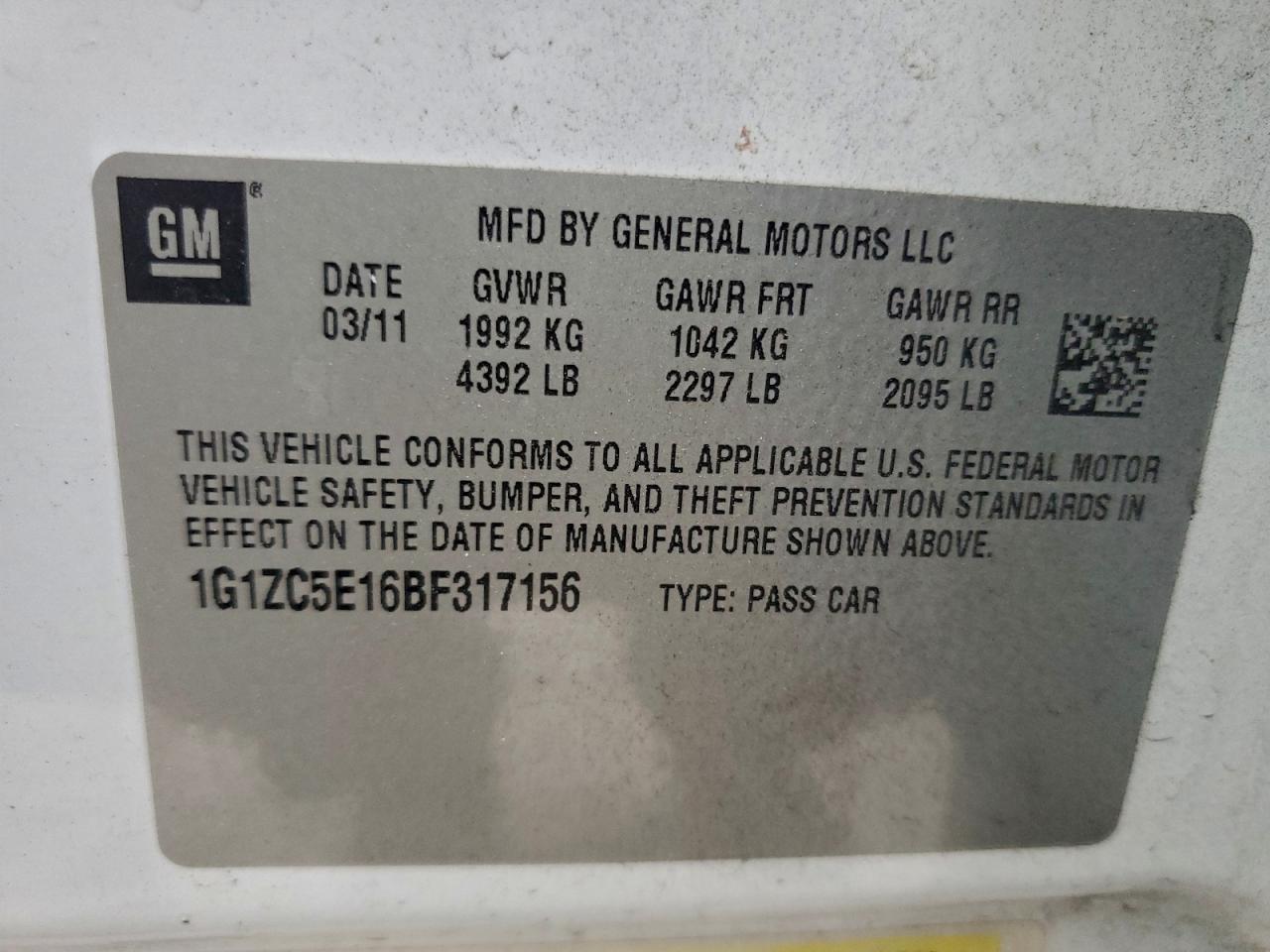 2011 CHEVROLET MALIBU 1LT photo 12