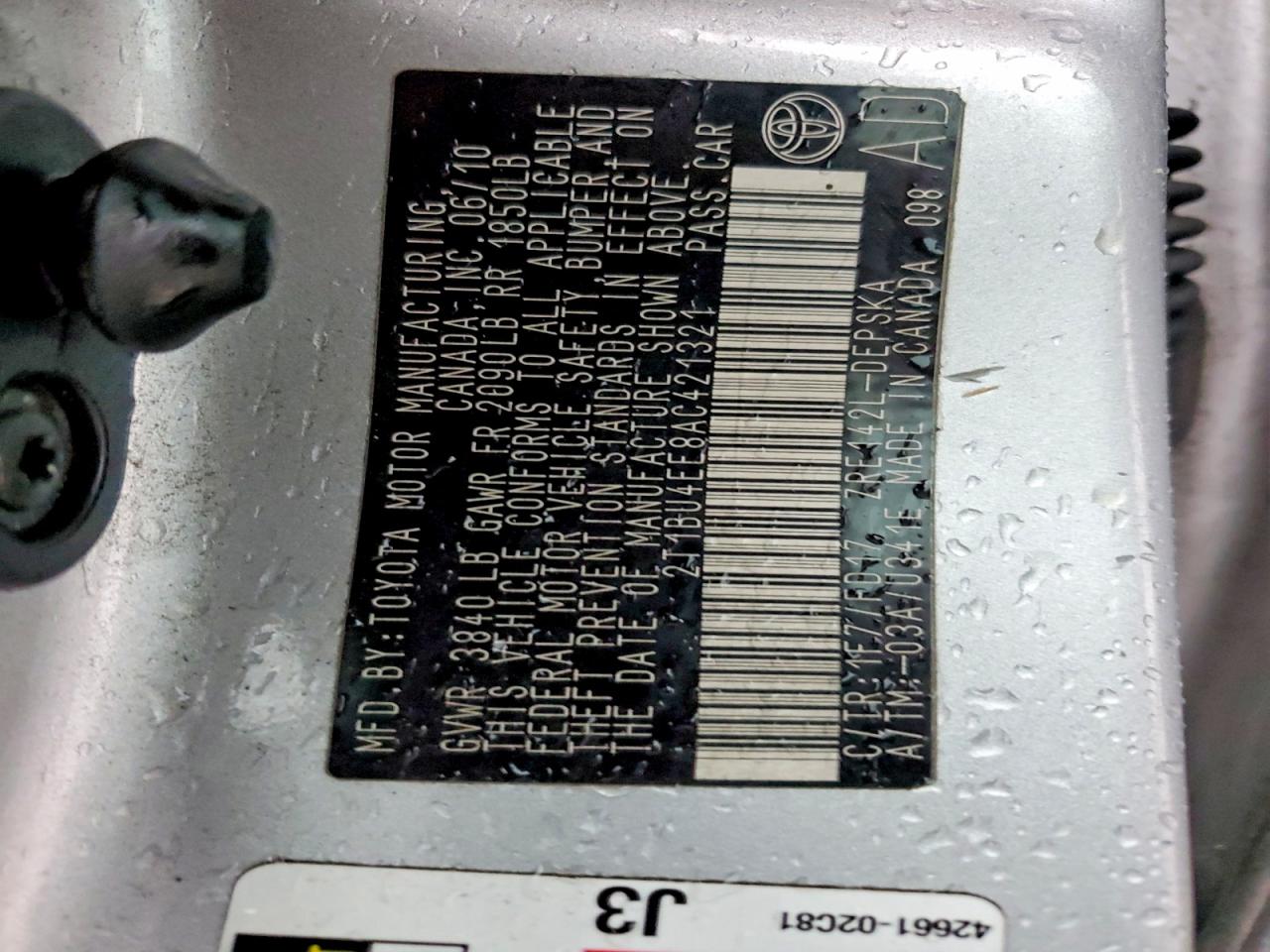 2010 TOYOTA COROLLA BASE photo 12