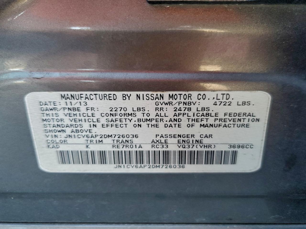 2013 INFINITI G37 BASE photo 13