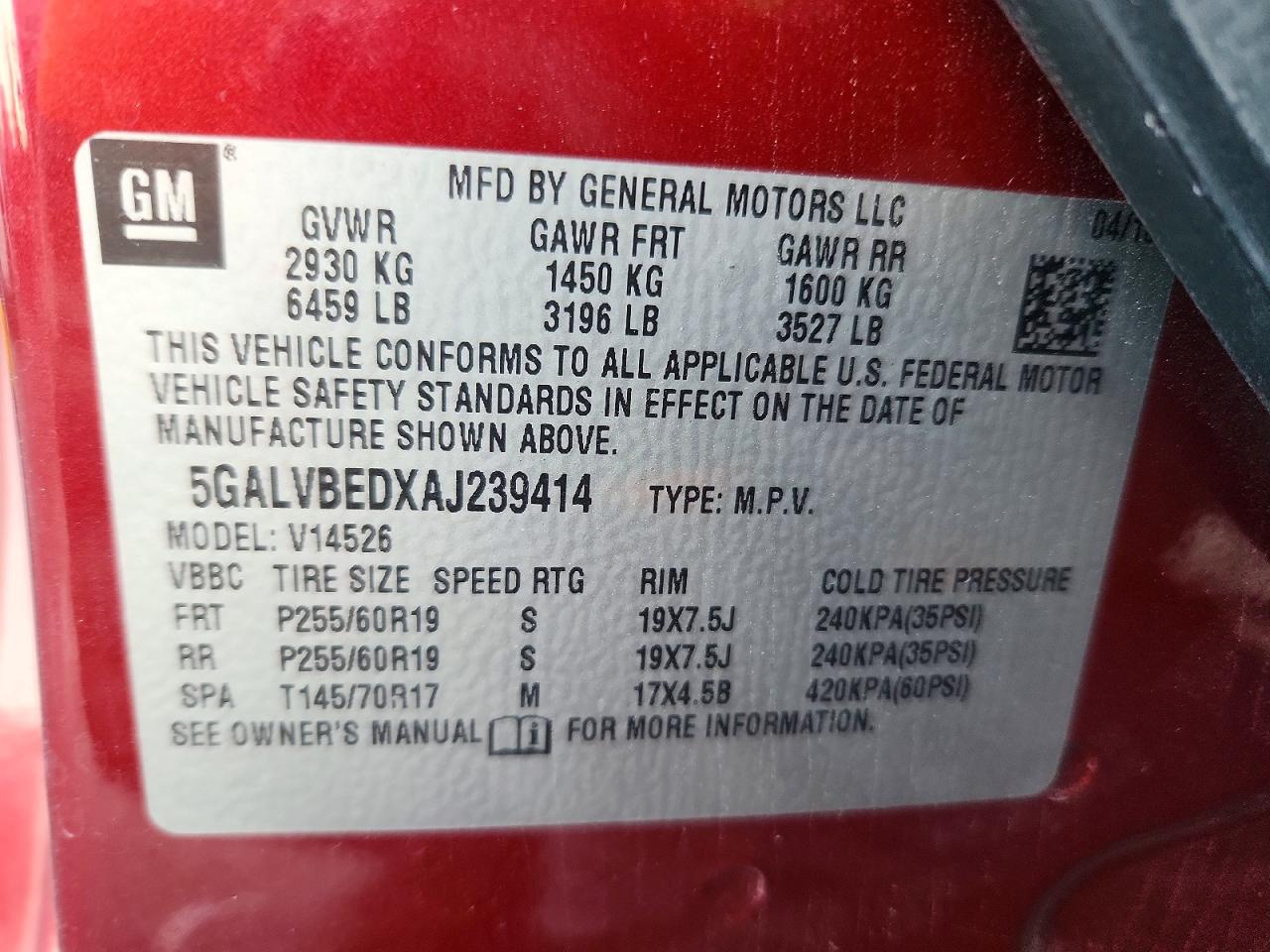 2010 BUICK ENCLAVE CXL photo 13