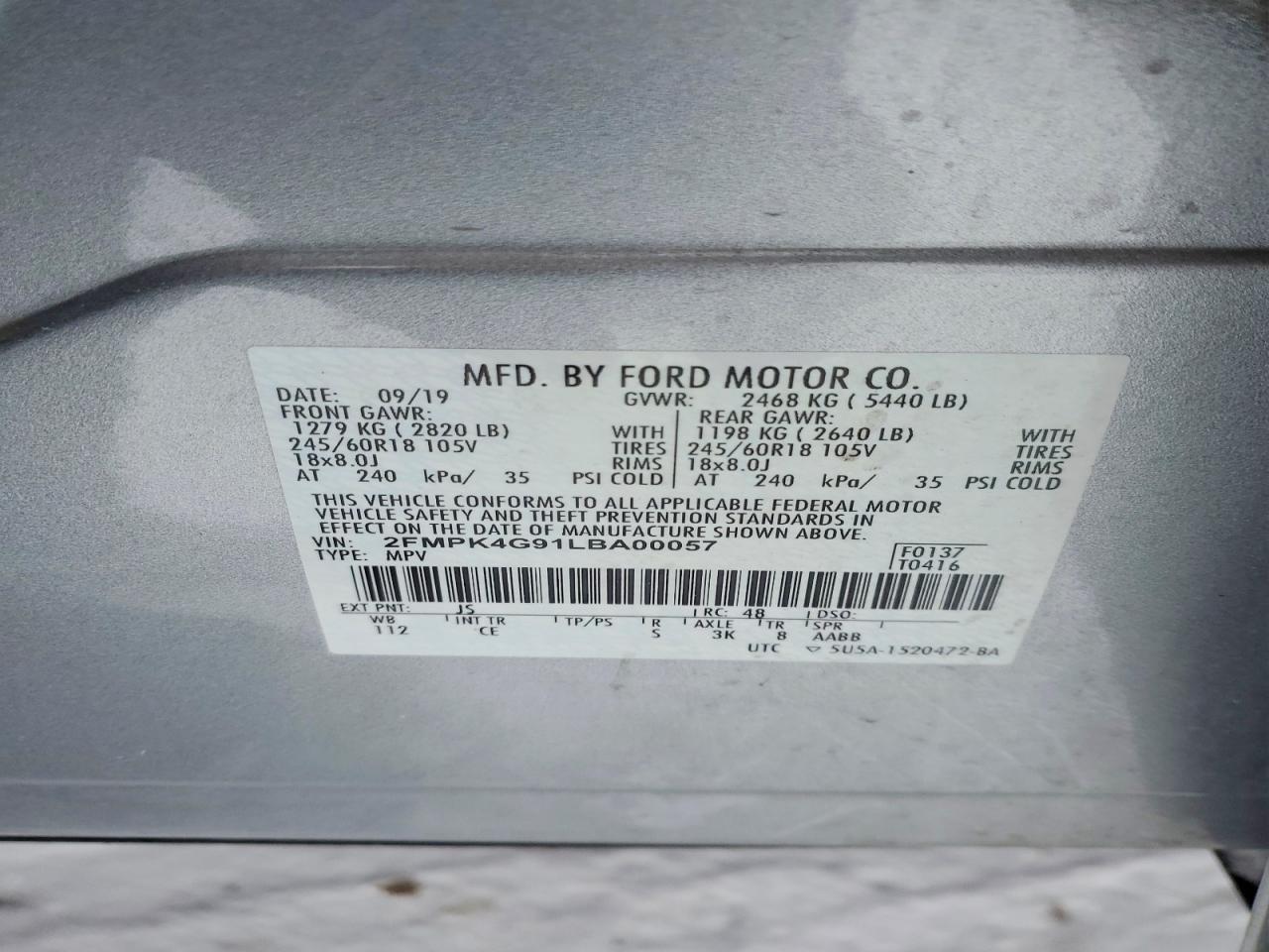 2020 FORD EDGE SE photo 12