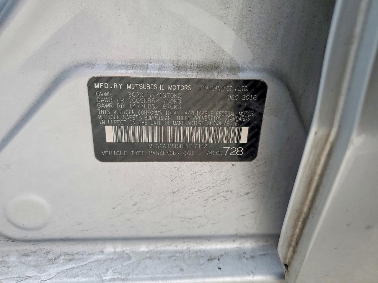 2017 MITSUBISHI MIRAGE ES photo 12