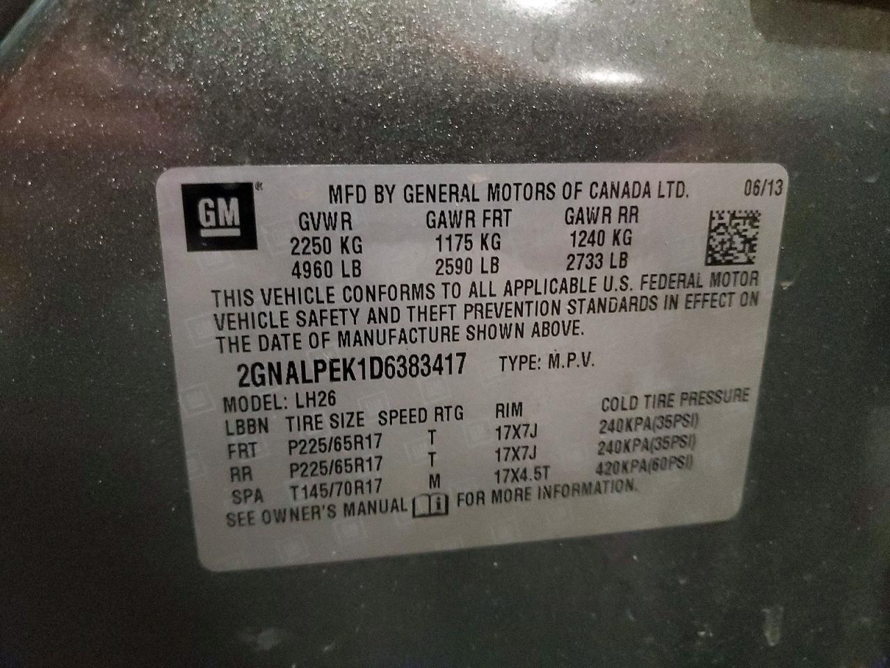 2013 CHEVROLET EQUINOX LT photo 13