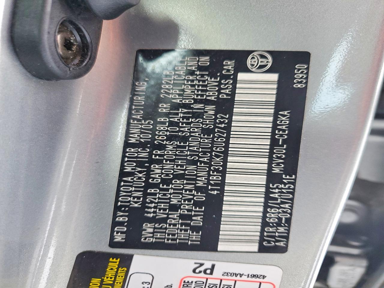 2006 TOYOTA CAMRY LE photo 12