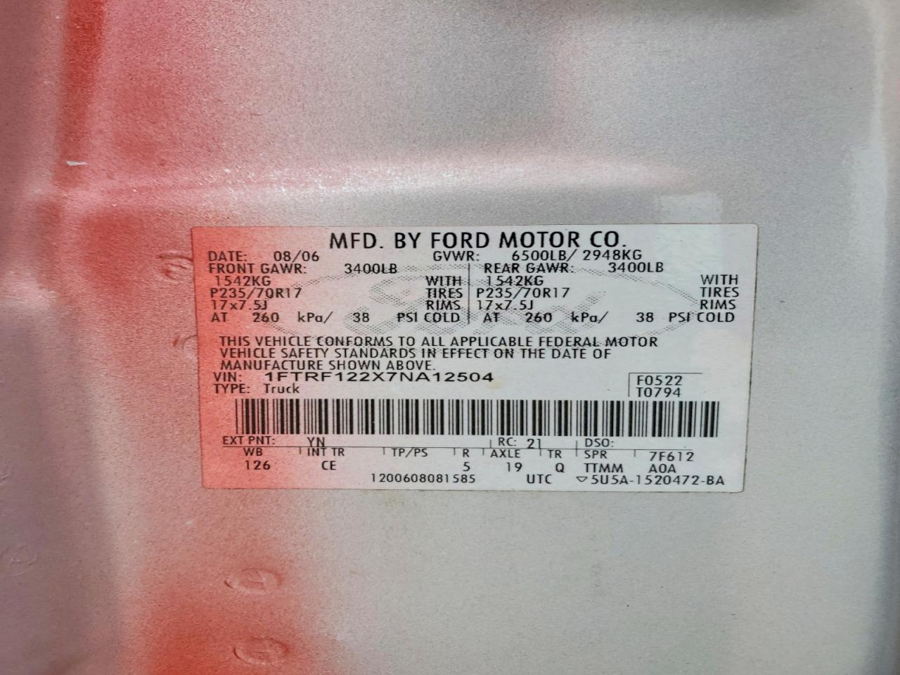 2007 FORD F150 photo 12