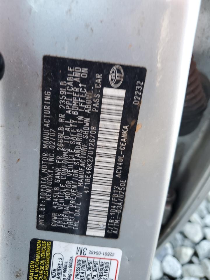 2007 TOYOTA CAMRY CE photo 12