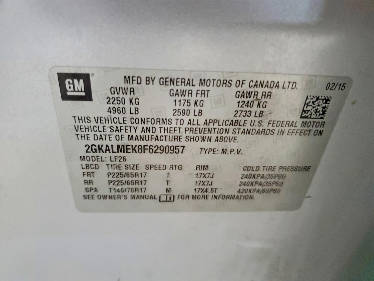 2015 GMC TERRAIN SLE photo 13