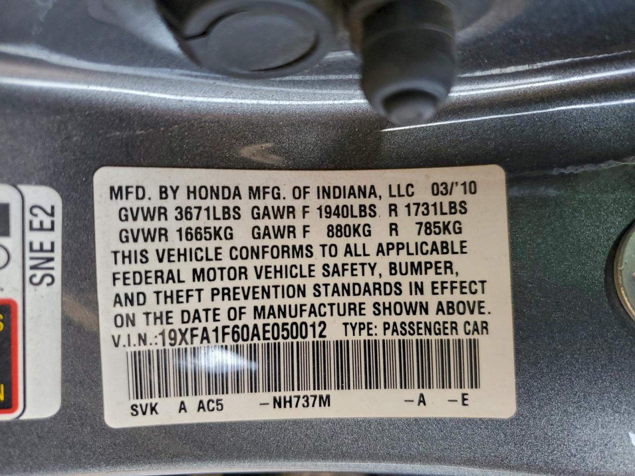 2010 HONDA CIVIC LX-S photo 13