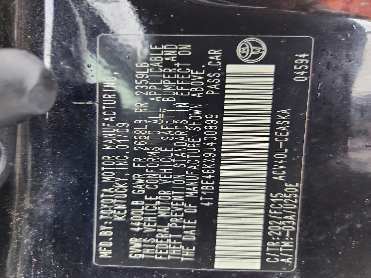 2009 TOYOTA CAMRY SE photo 13