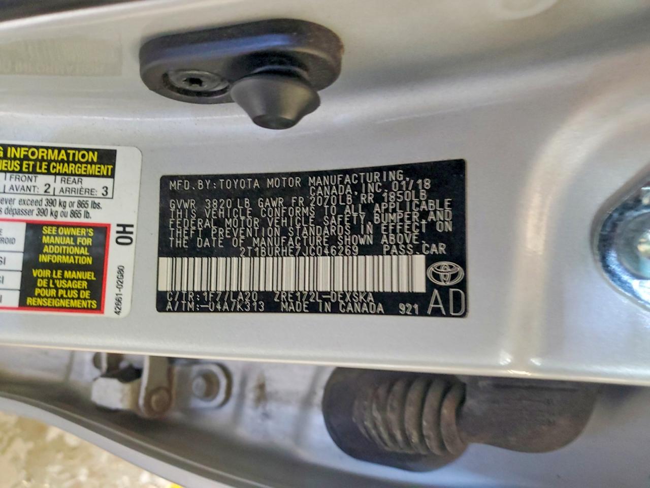 2018 TOYOTA COROLLA L photo 12