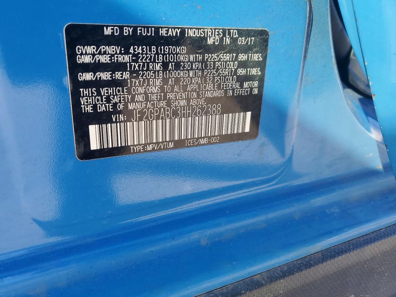 2017 SUBARU CROSSTREK PREMIUM photo 12