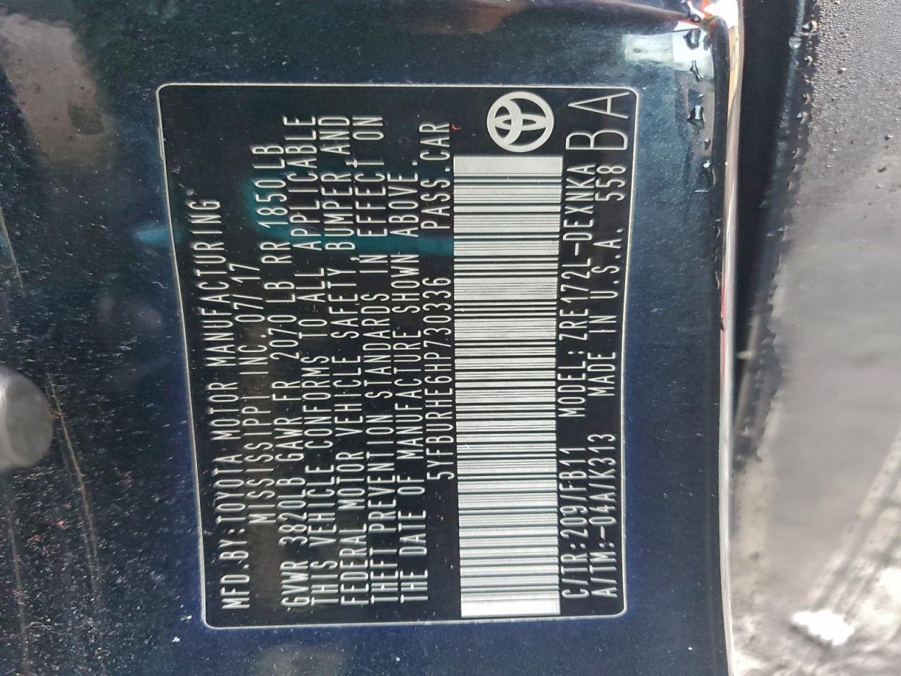 2017 TOYOTA COROLLA L photo 12