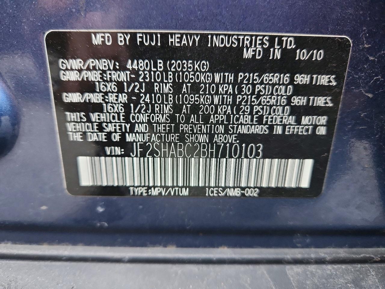 2011 SUBARU FORESTER 2.5X photo 12