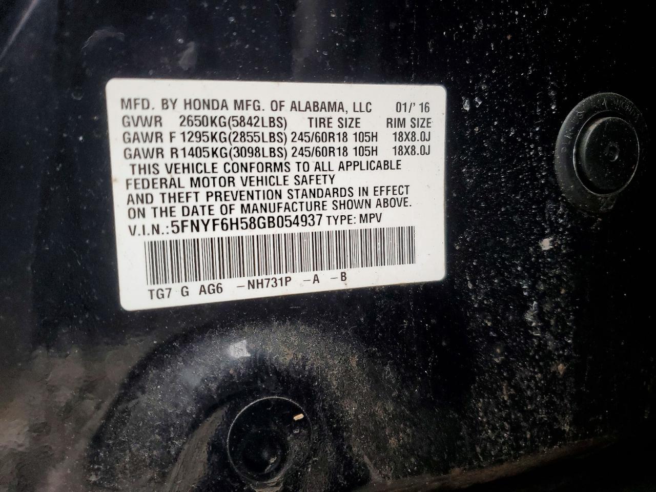 2016 HONDA PILOT EXL photo 12