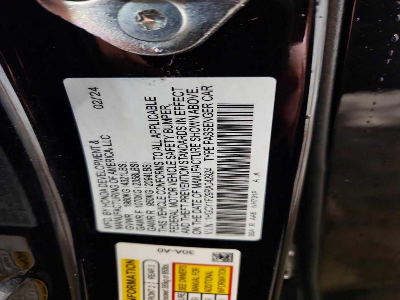 2024 HONDA ACCORD LX photo 12
