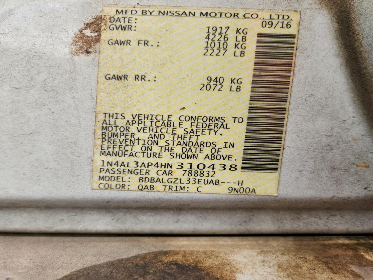 2017 NISSAN ALTIMA 2.5 photo 13