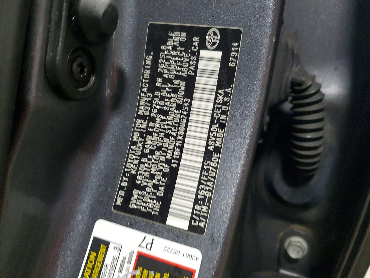 2013 TOYOTA CAMRY L photo 12