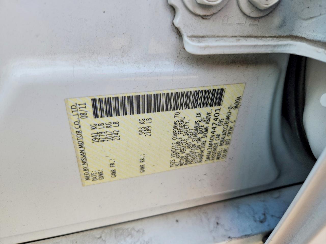 2012 NISSAN ALTIMA BASE photo 12