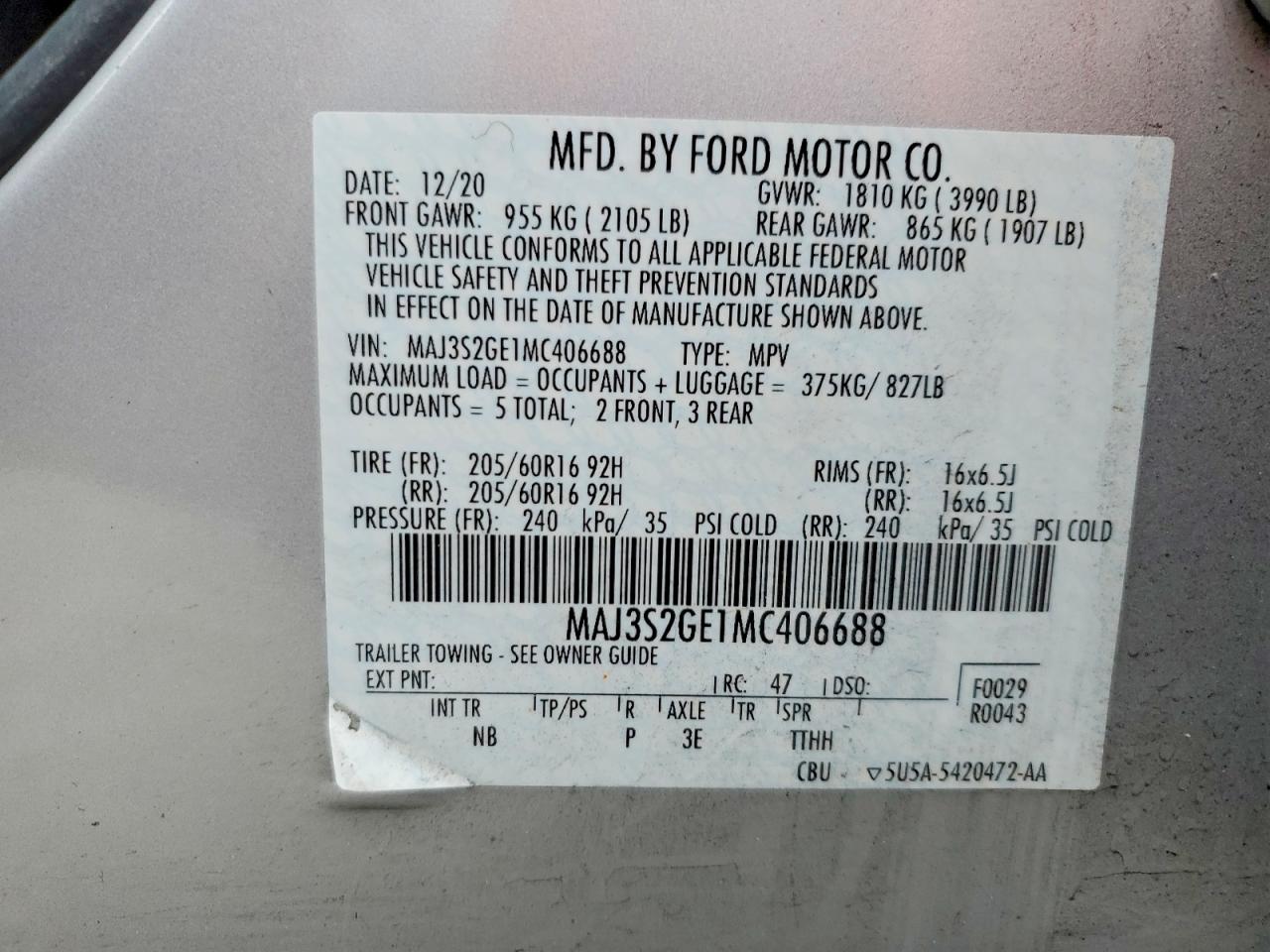 2021 FORD ECOSPORT SE photo 12