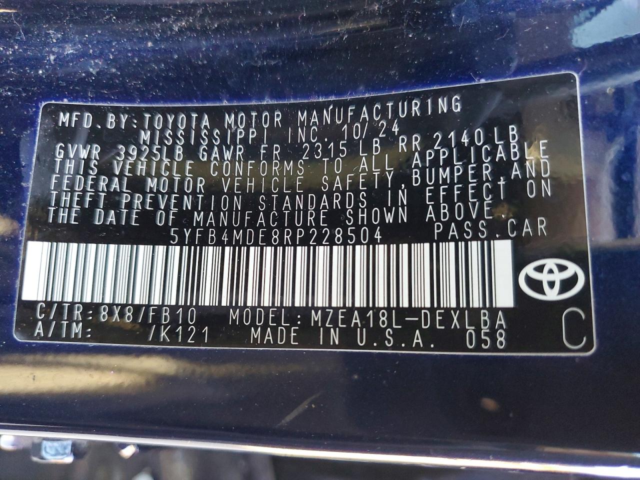 2024 TOYOTA COROLLA LE photo 12