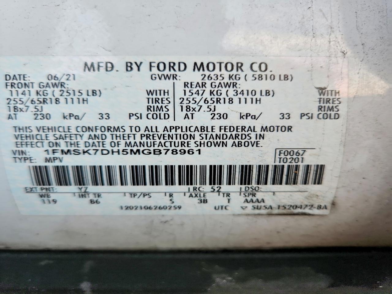 2021 FORD EXPLORER XLT photo 12