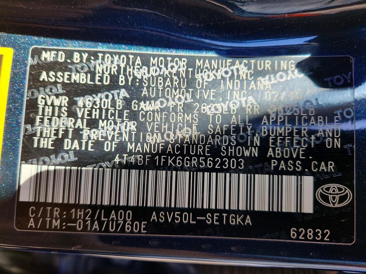 2016 TOYOTA CAMRY LE photo 12
