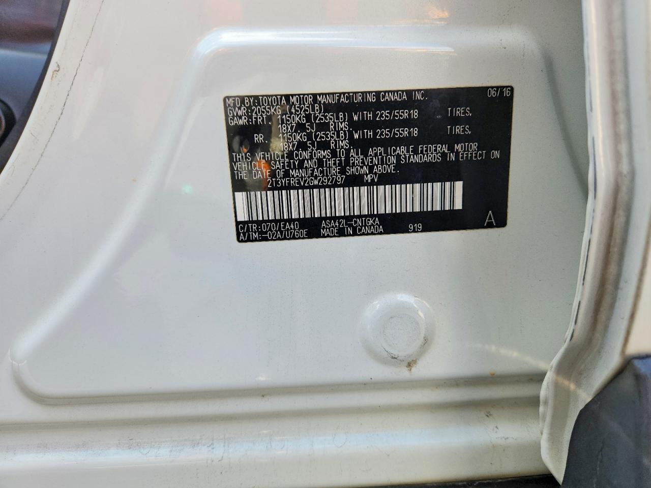 2016 TOYOTA RAV4 LIMITED photo 14