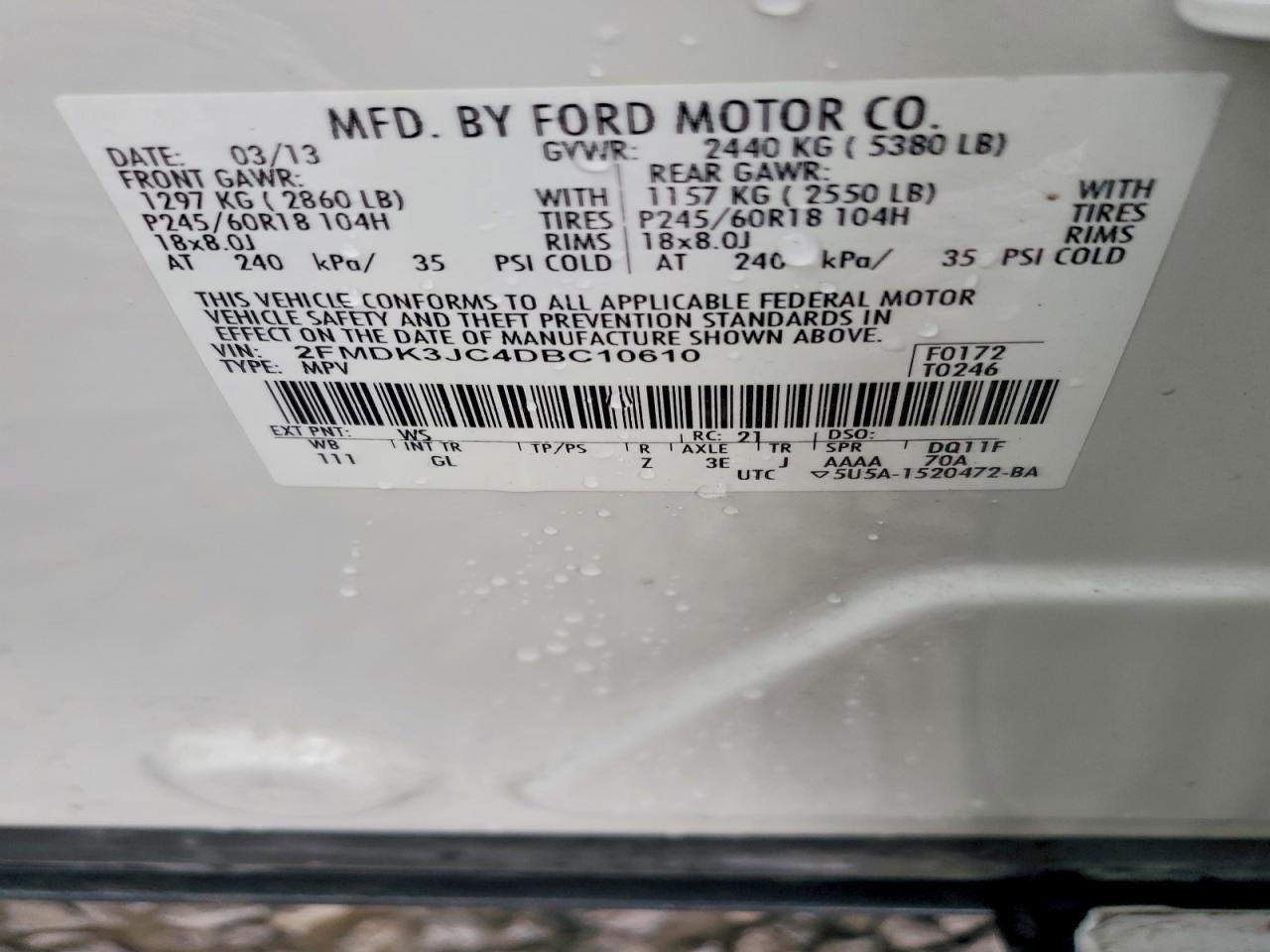 2013 FORD EDGE SEL photo 13