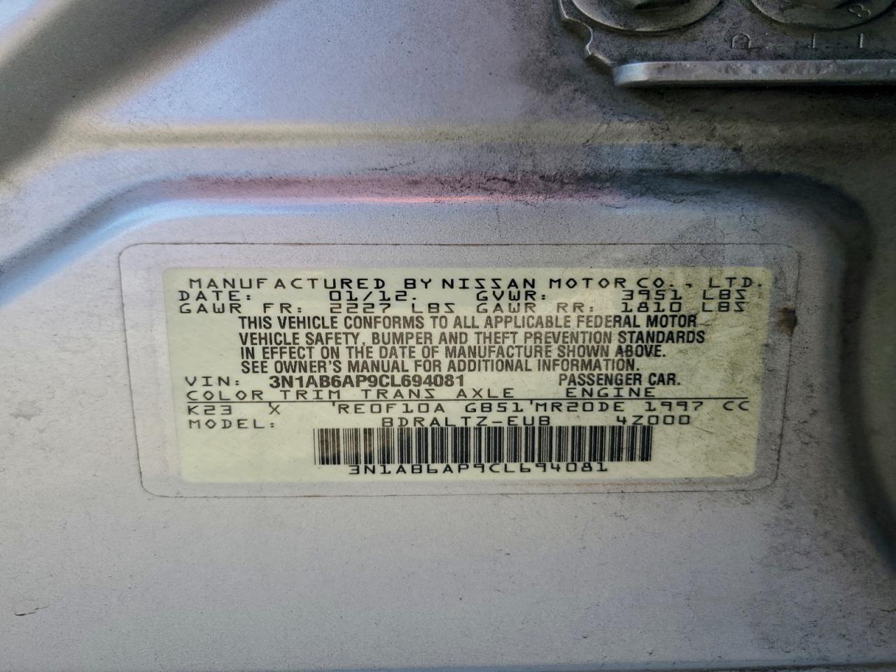 2012 NISSAN SENTRA 2.0 photo 12