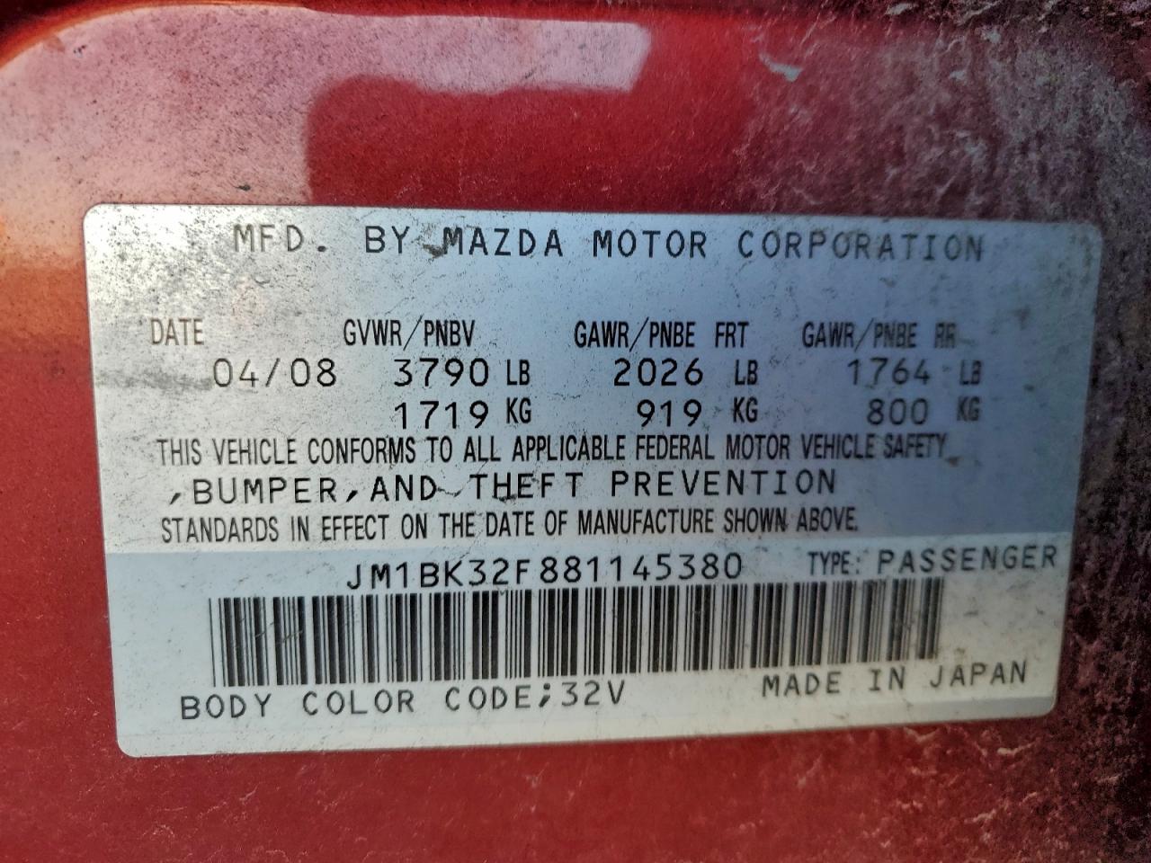 2008 MAZDA 3 I photo 13