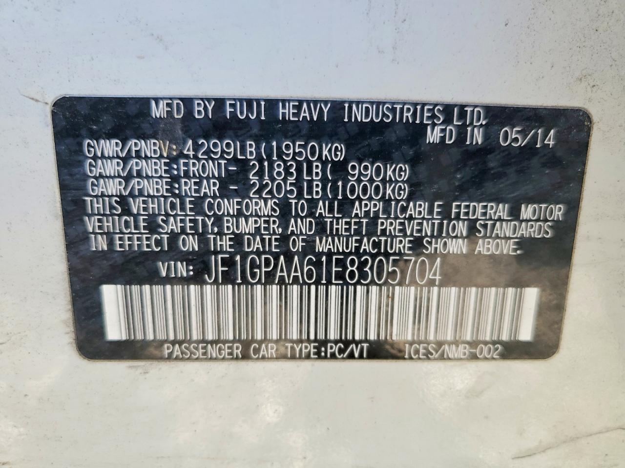 2014 SUBARU IMPREZA photo 12