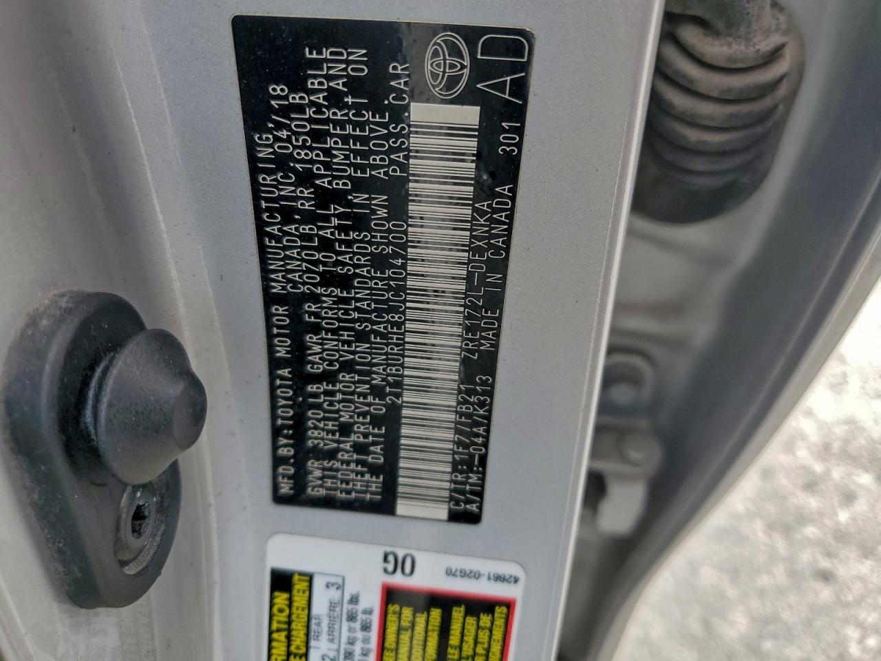 2018 TOYOTA COROLLA L photo 12