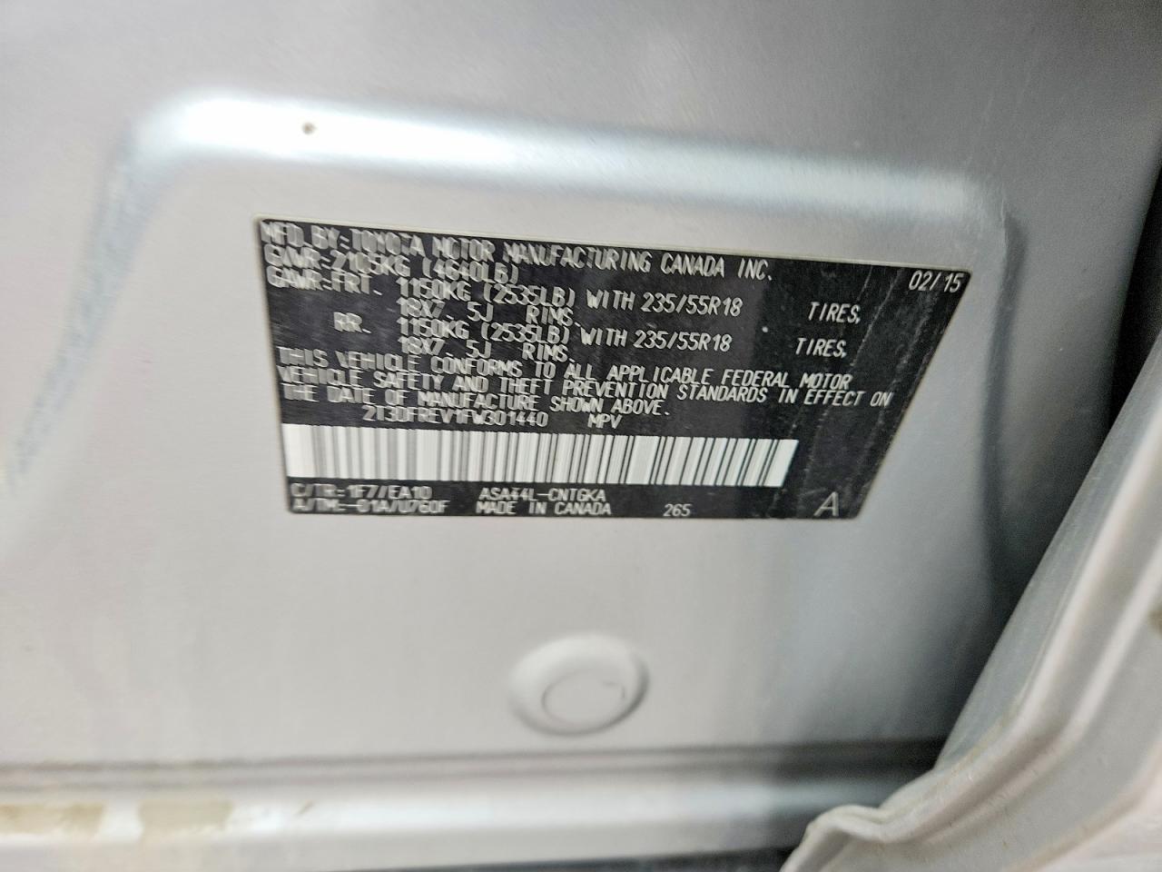 2015 TOYOTA RAV4 LIMITED photo 14