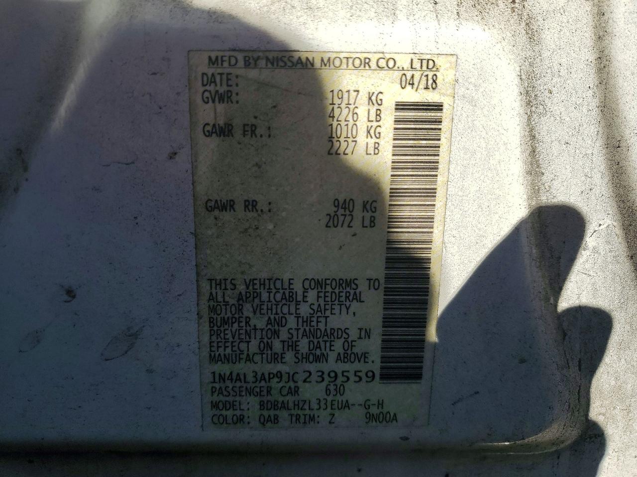 2018 NISSAN ALTIMA 2.5 photo 13