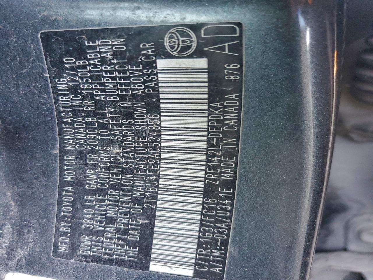 2010 TOYOTA COROLLA BASE photo 12