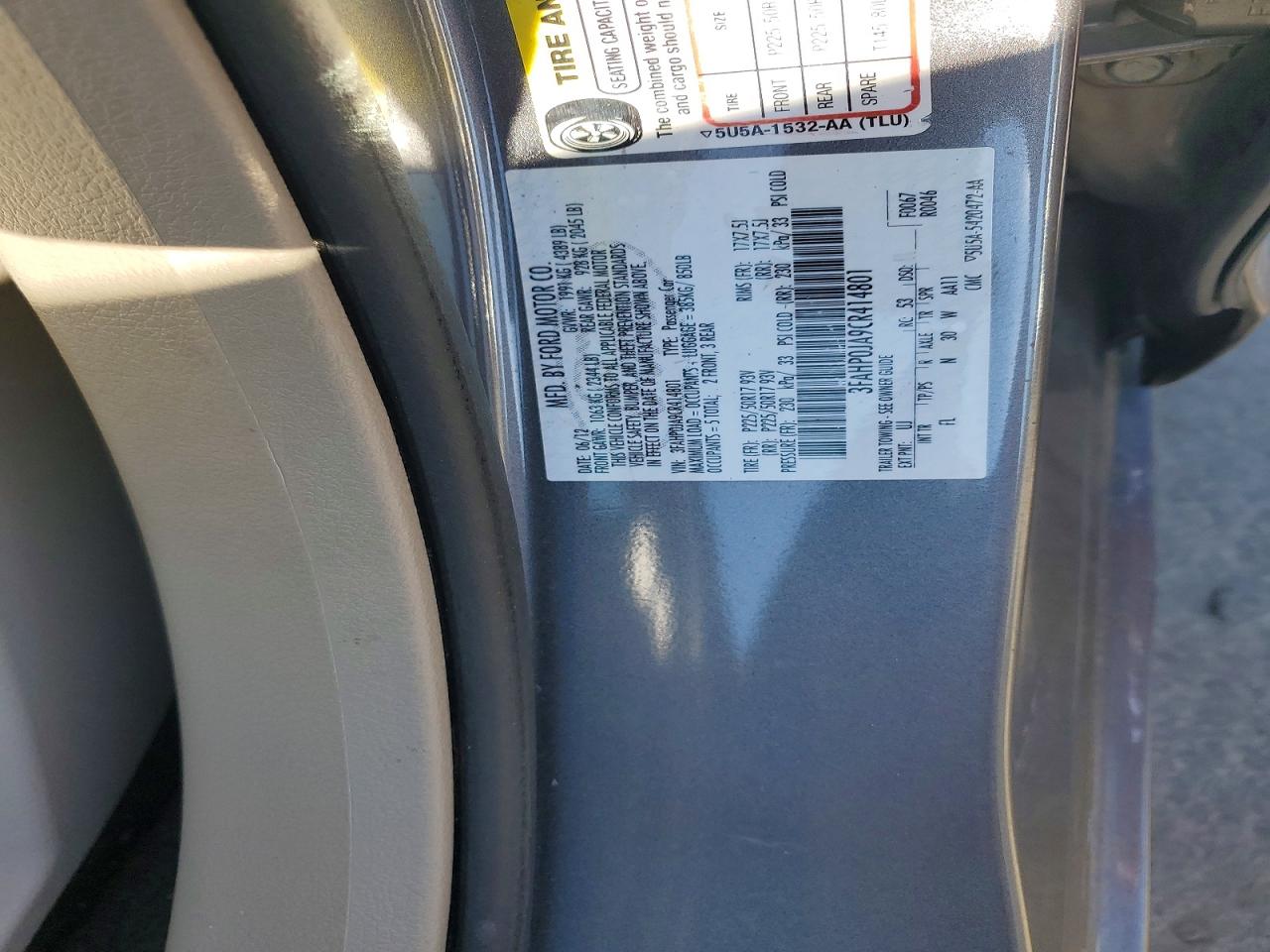 2012 FORD FUSION SEL photo 12