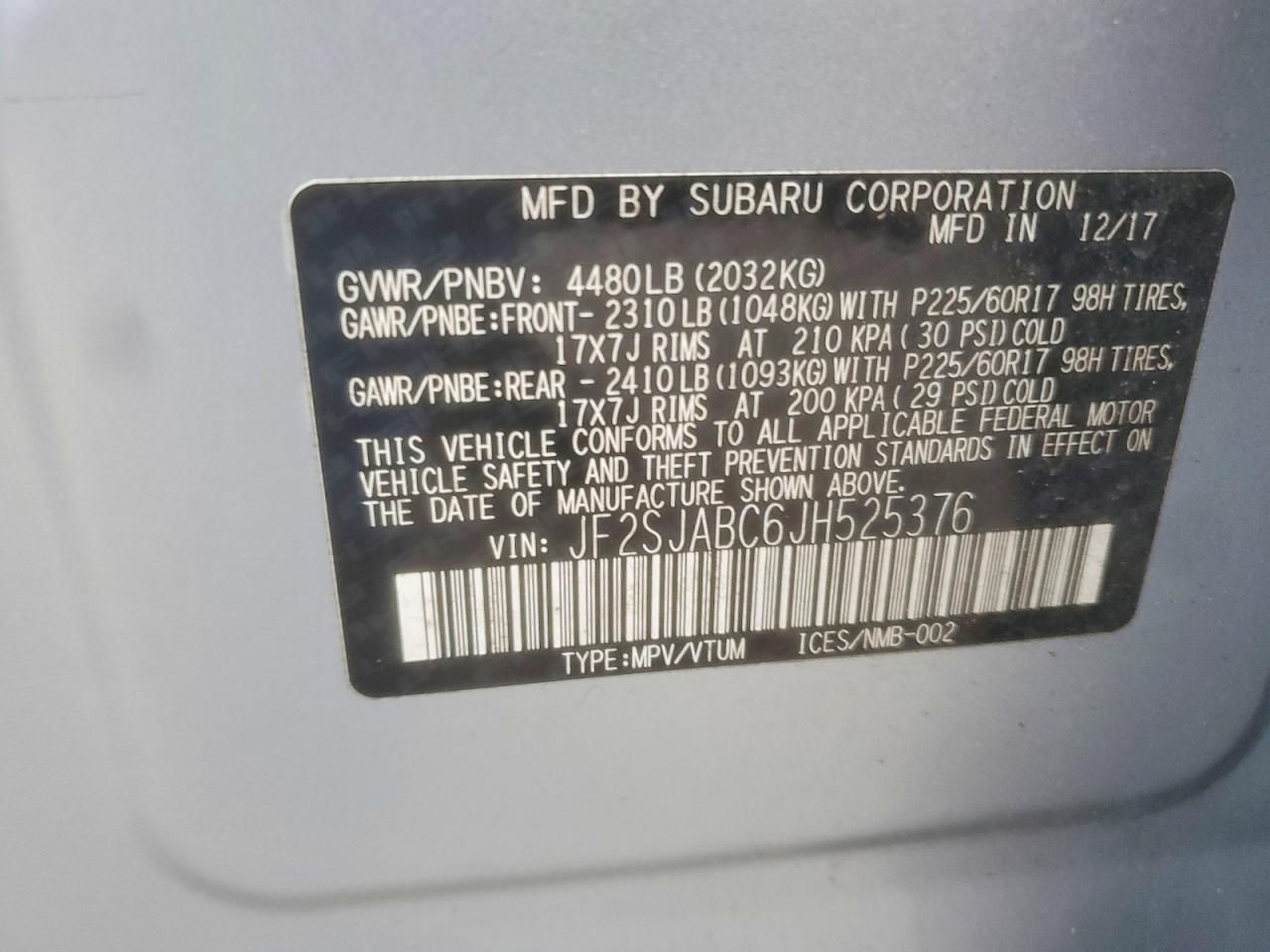 2018 SUBARU FORESTER 2.5I photo 14